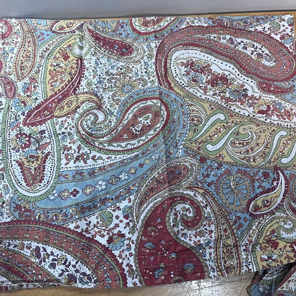 Pottery Barn Harper Paisley Full Queen Duvet Cover & 2 Shams Red Blue Gold Vtg